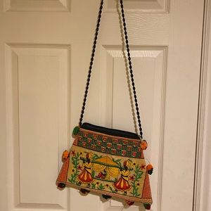 Handmade embroidered shoulder bag - ethnic design!